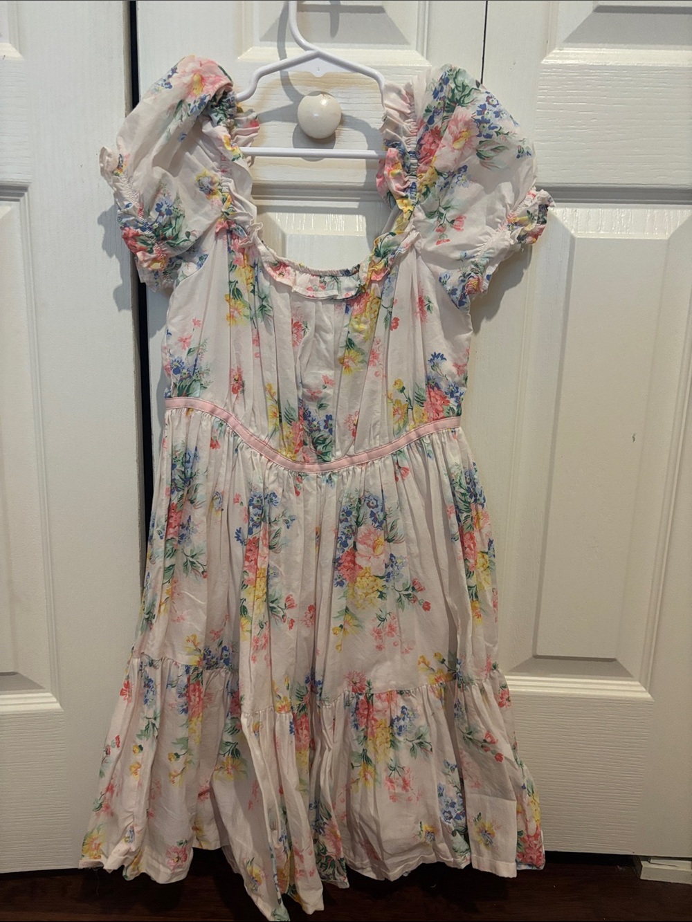 Janie and Jack White Floral Puff-Sleeve Dress